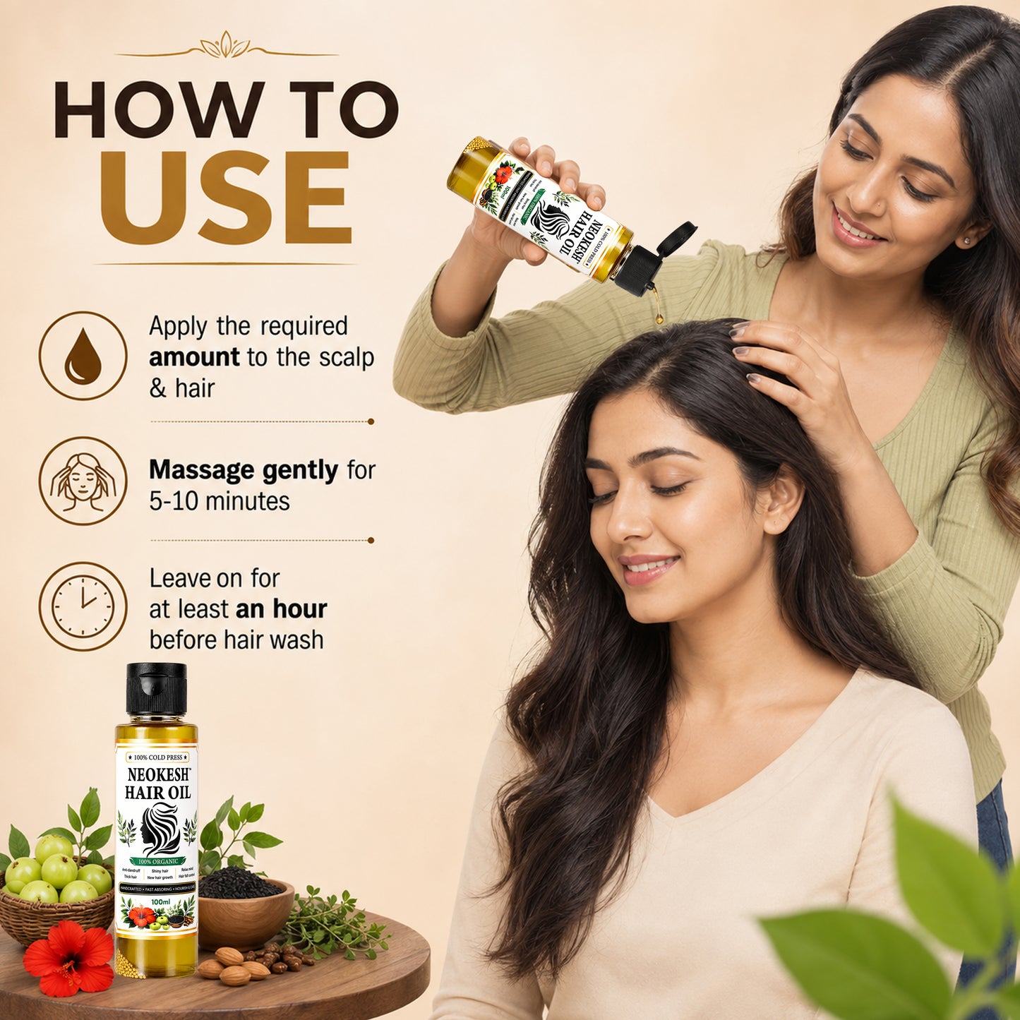 NEOKESH Ayurvedic Herbal Hair Oil with 21 Powerful Herbs 200 ml