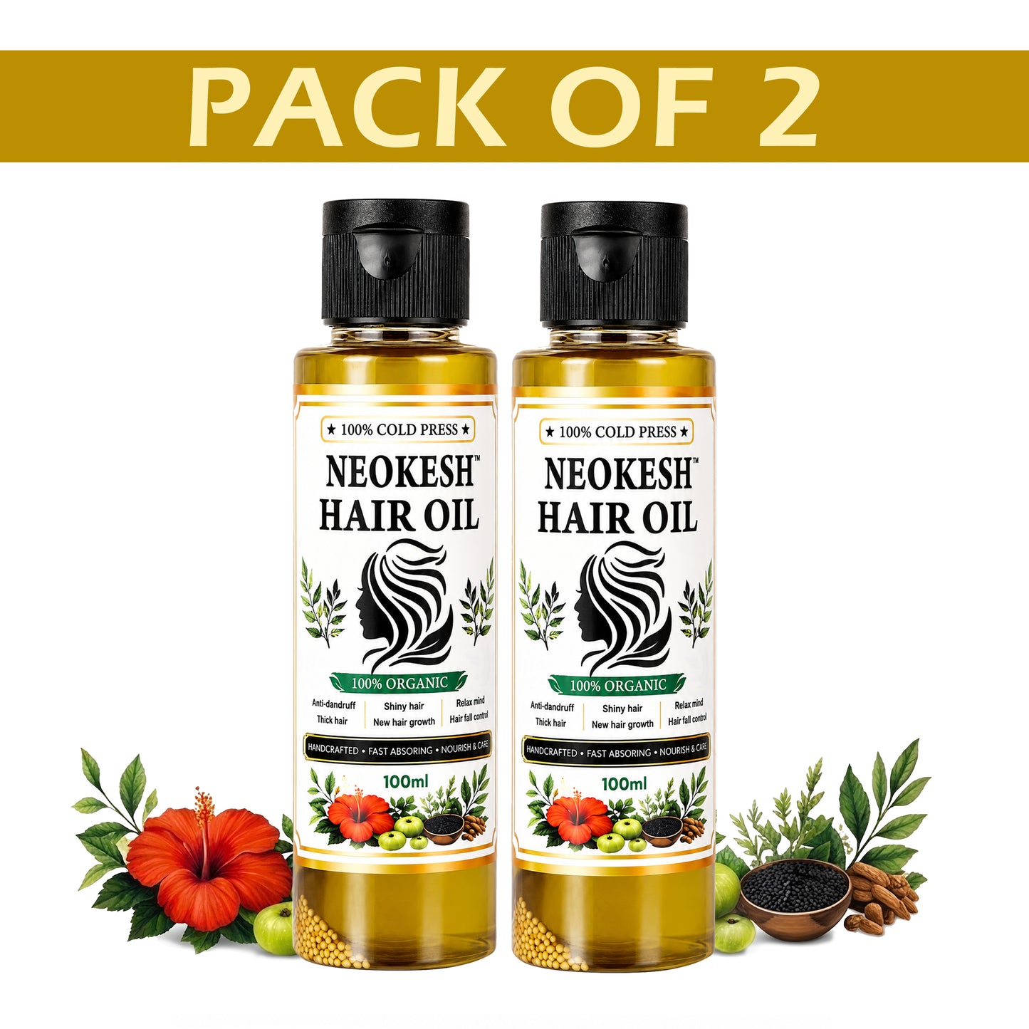NEOKESH Ayurvedic Herbal Hair Oil with 21 Powerful Herbs 200 ml