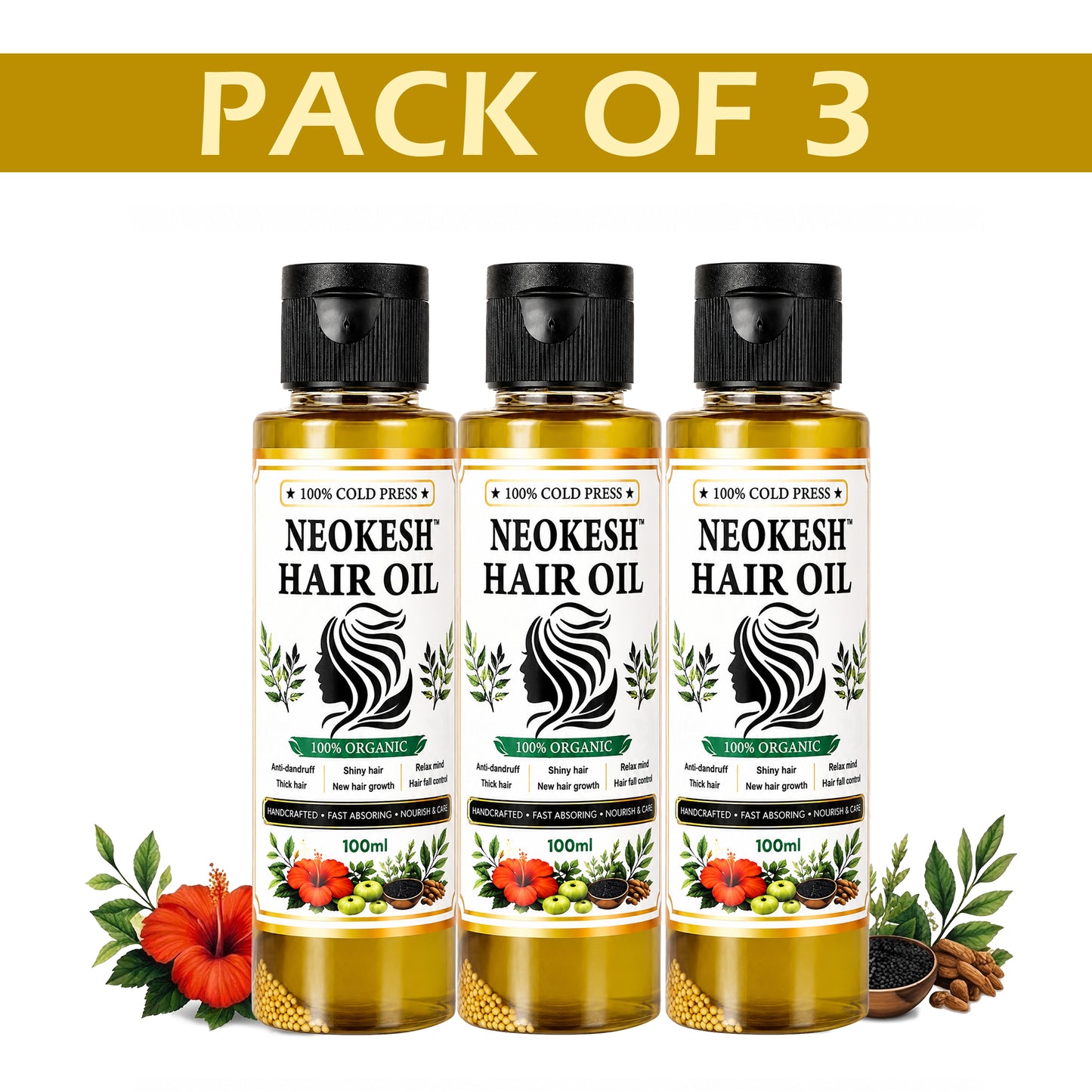 NEOKESH Ayurvedic Herbal Hair Oil with 21 Powerful Herbs 300 ml